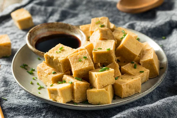 Cubos de tofu fritos asiáticos caseros — Foto de Stock