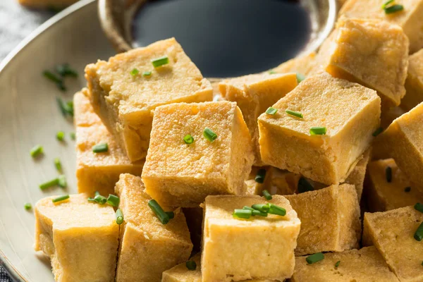 Caseiro asiático frito cubos de tofu — Fotografia de Stock