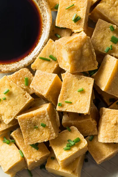 Caseiro asiático frito cubos de tofu — Fotografia de Stock
