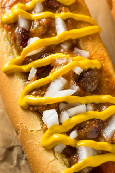 Caseiro Detroit Estilo Chili Dog — Fotografia de Stock