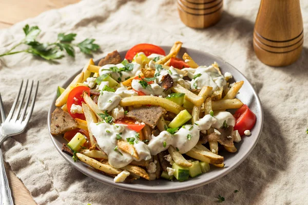 Hausgemachte griechische Gyro Fleisch Pommes frites — Stockfoto