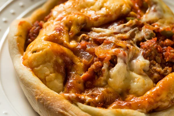 Homemade Chicago Pizza Pot Pie — Stock Photo, Image