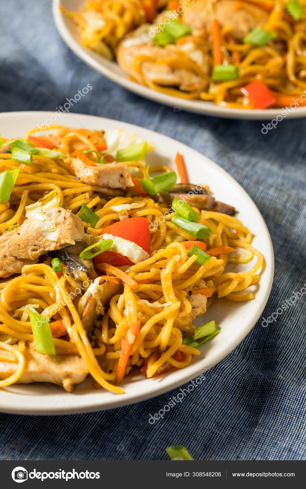 Homemade Japanese Chicken Yakisoba Noodles — Stock Photo © bhofack2