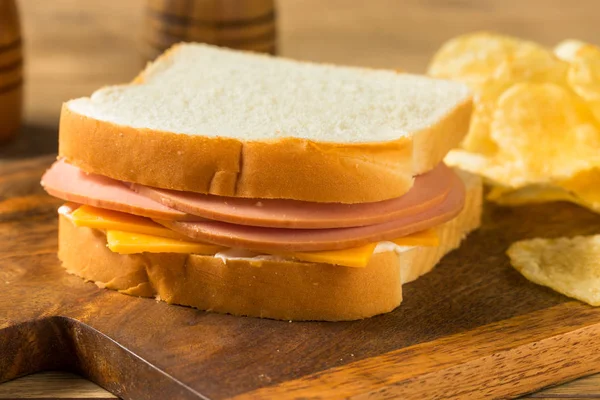 Domácí Bologna a sýrový sendvič — Stock fotografie