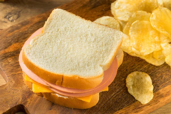 Домашний бутерброд с сыром и Болоньей — стоковое фото