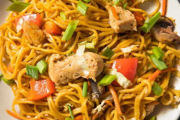 Macarrão de frango japonês caseiro Yakisoba — Fotografia de Stock