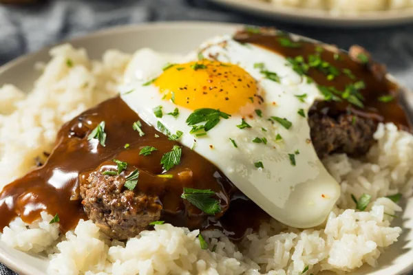 Domácí Hawaiian Loco Moco — Stock fotografie