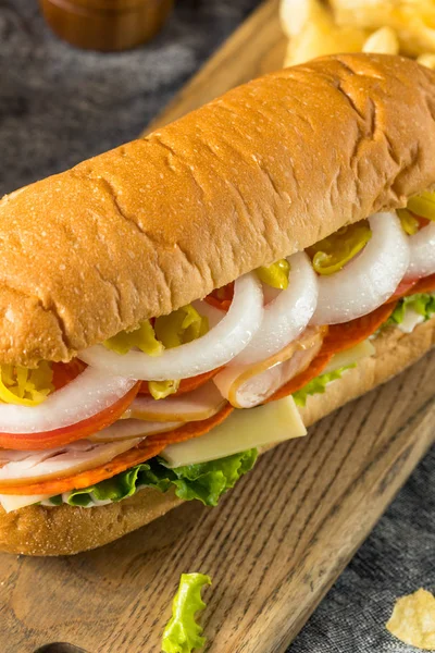 Homemade Turkey Sub Sandwich — Stock Photo, Image