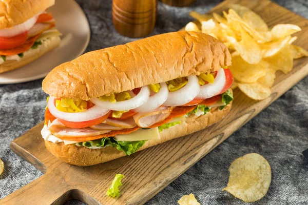 Homemade Turkey Sub Sandwich — Stock Photo, Image