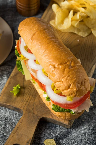 Homemade Turkey Sub Sandwich — Stock Photo, Image