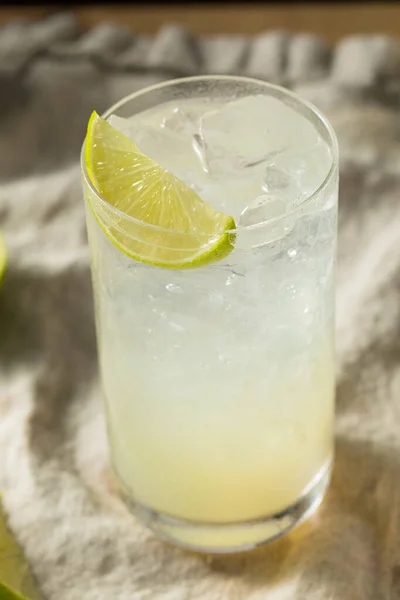 Boozy Alcoholic Lime Gin Rickey Cocktail Mit Soda — Stockfoto