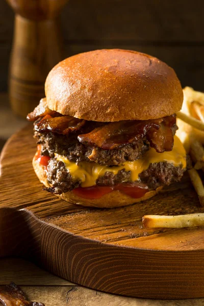 Bacon Casero Rústico Smashburger Con Queso Tocino — Foto de Stock
