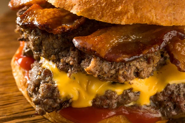 Bacon Caseiro Rústico Smashburger Com Queijo Bacon — Fotografia de Stock