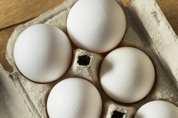 Ovos Brancos Orgânicos Crus Prontos Para Cozinhar — Fotografia de Stock
