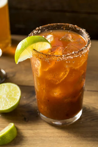 Homemade Mexican Michelada Beer Cocktail Lime — стокове фото