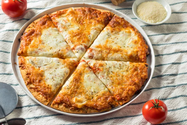 Queijo Caseiro Queijo Pizza Fatiado Pronto Para Comer — Fotografia de Stock