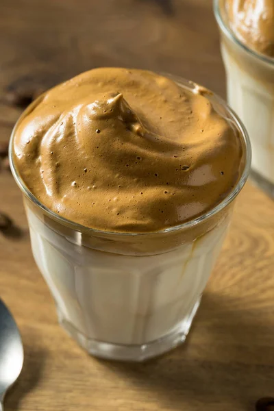 Homemade Whipped Dalgona Coffee Iced Milk — Stock Photo, Image