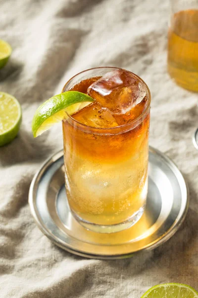 Boozy Rum Dark Stormy Cocktail Lime — Stock Photo, Image