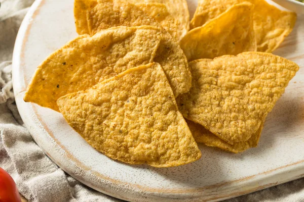 Homemade Tortillas Chips Salsa Guacamole Lime — Stock Photo, Image