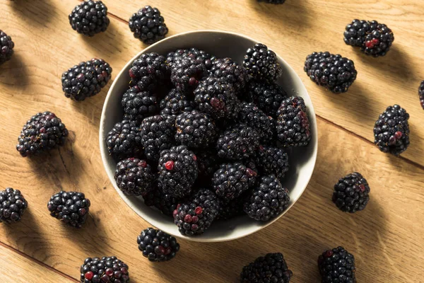 Raw Organic Fresh Blackberries Bowl — Stock Photo, Image