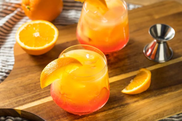 Boozy Refresh Tequila Sunrise Cocktail Grenadine — стокове фото