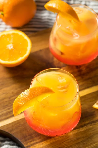 Bebida Refrescante Tequila Sunrise Cocktail Com Granadina — Fotografia de Stock