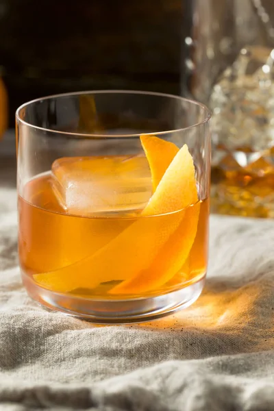 Bebida Bourbon Old Fashioned Cocktail Com Laranja Limão — Fotografia de Stock