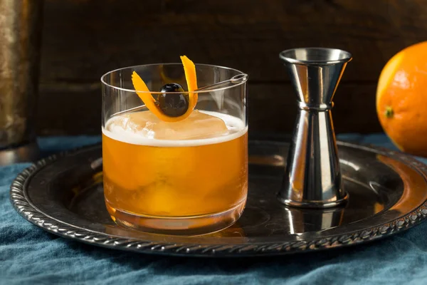 Coffee Old Fashioned Cocktail Cherry Orange — Stock Photo, Image