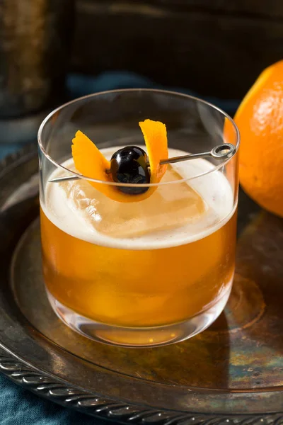 Καφές Old Fashioned Cocktail Κεράσι Και Πορτοκάλι — Φωτογραφία Αρχείου