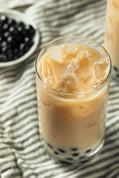 Освіжаючий Домашній Чай Boba Milk Tea Перлами Тапіока — стокове фото