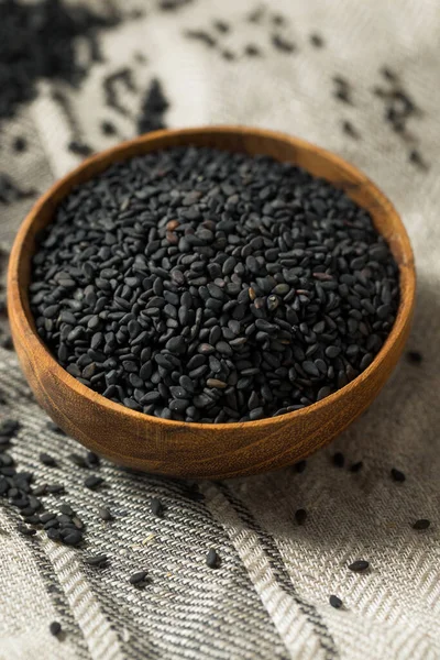 Raw Dry Organic Black Sesam Seeds Een Schaal — Stockfoto