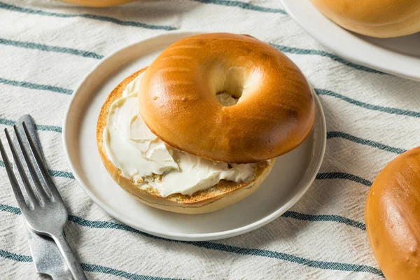 Bagel Fromage Crème Fait Maison Prêt Manger — Photo