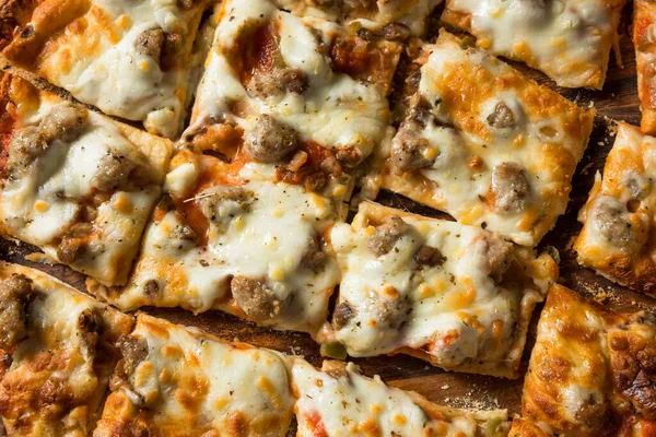 Homemade Sausage Peppers Pizza Ready Eat — Stock Photo, Image