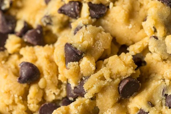 Rauwe Zelfgemaakte Chocolade Chip Cookie Dough Een Schaal — Stockfoto