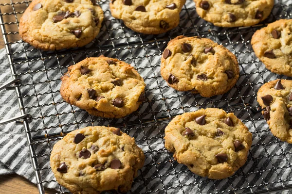 Hausgemachte Warme Chocolate Chip Cookies Fertig Zum Essen — Stockfoto