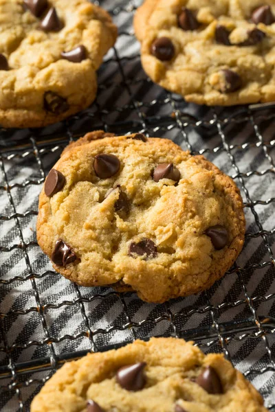 Zelfgemaakte Warme Chocolade Chip Cookies Klaar Eten — Stockfoto