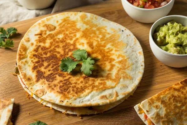 Homemade Vegetarian Quesadilla Cheese Beans Pico — Stock Photo, Image