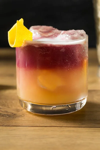 Cocktail New York Sour Fatto Casa Con Bourbon Vino — Foto Stock