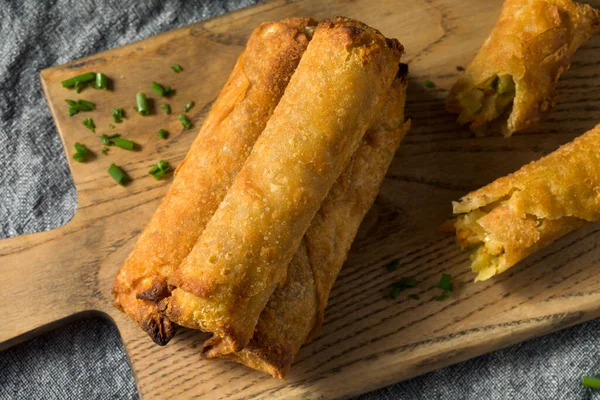 Rouleaux Oeufs Légumes Chinois Faits Maison Avec Sauce Tremper — Photo