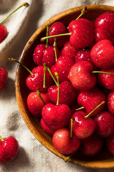 Nyers Red Organic Cherries Kész Enni — Stock Fotó