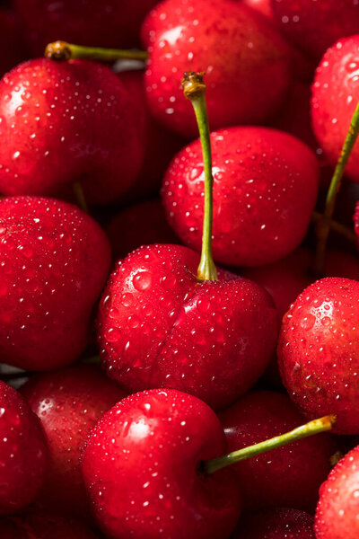 Raw Red Organic Cherries Ready to Eat