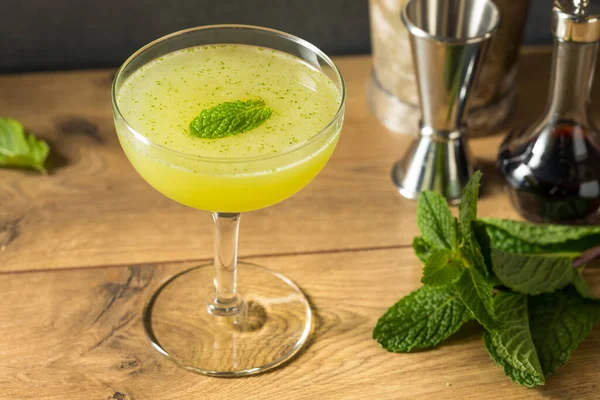 Cocktail Alla Menta Southside Rinfrescante Fatto Casa Con Gin Lime — Foto Stock