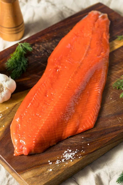 Raw Organic Wild Salmon Filet Ready Cook — Stock Photo, Image