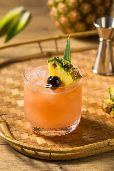 Homemade Boozy Mai Tai Cocktail Pineapple Orgeat — 스톡 사진