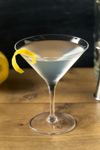 Boozy Erfrischender Gin Martini Mit Zitronengarnitur — Stockfoto