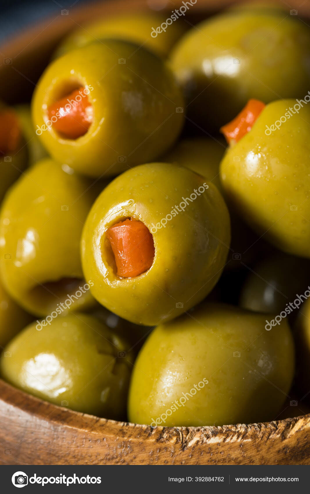 Organic Green Canned Pimento Olives Bowl Stock Photo by ©bhofack2 392884762