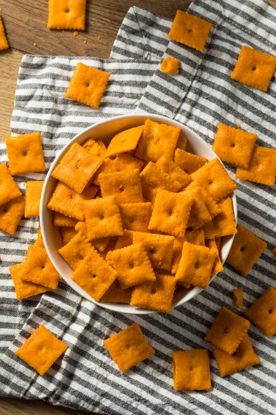 Salty Yummy Cheddar Cheese Crackers Bowl — Stock Photo, Image