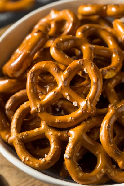 Salty Crunchy Pretzel Crackers Bowl — Stock Photo, Image