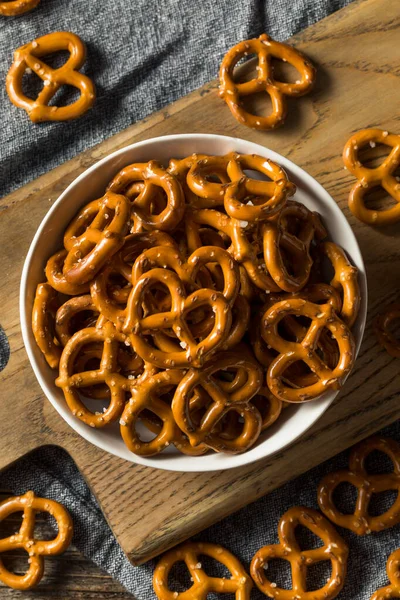 Salty Crunchy Pretzel Crackers Bowl — Stock Photo, Image