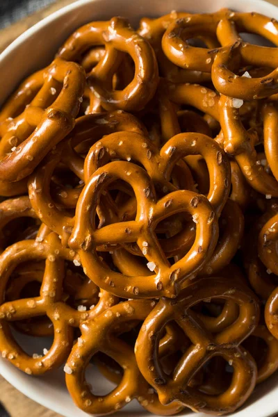 Salty Crunchy Pretzel Crackers Bowl — Stock Photo, Image